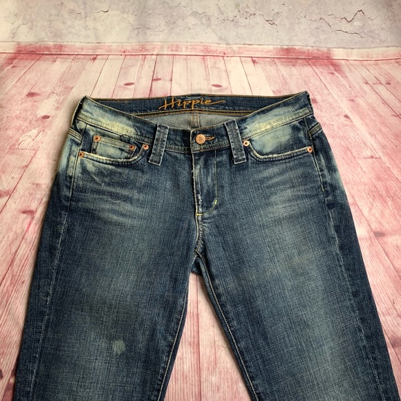 💵Hippie Denim Bleach Accented Bootcut Jean Size 7 - Picture 5 of 12